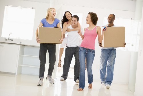 Students preparing boxes for removals in Bermondsey