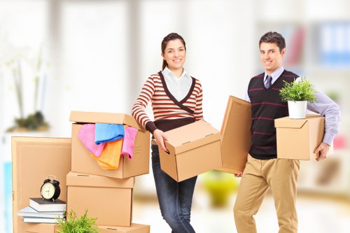 Careful packing materials and labeled boxes for a Bermondsey move