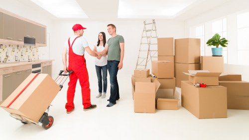 Packed boxes and furniture ready for transport by Bermondsey removal specialists